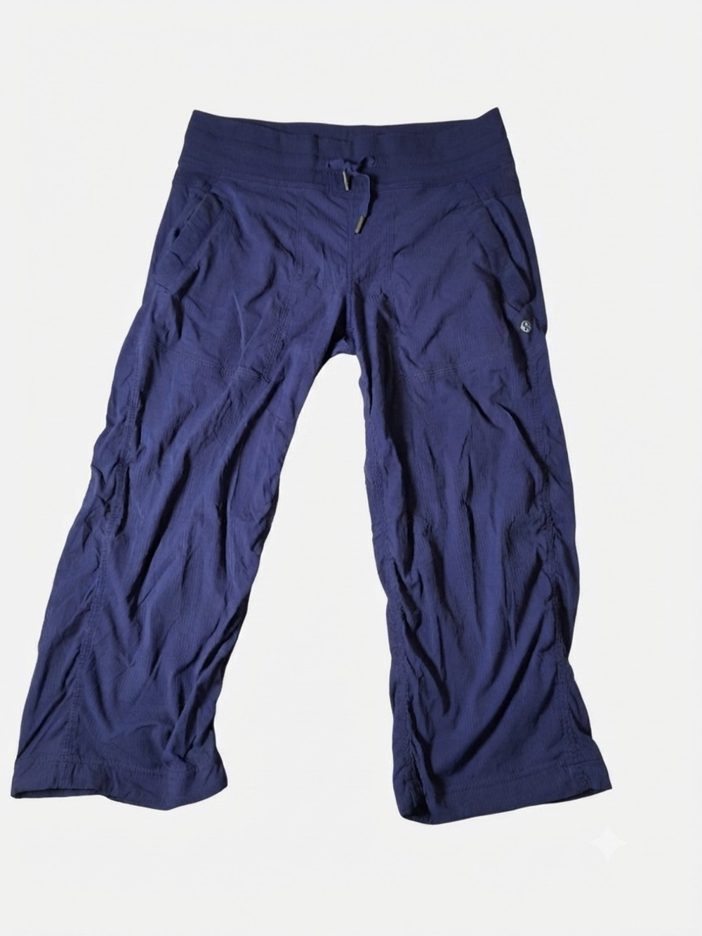 Lululemon Navy Blue Ruched Side Drawstring Capri Crop Pants Size 4